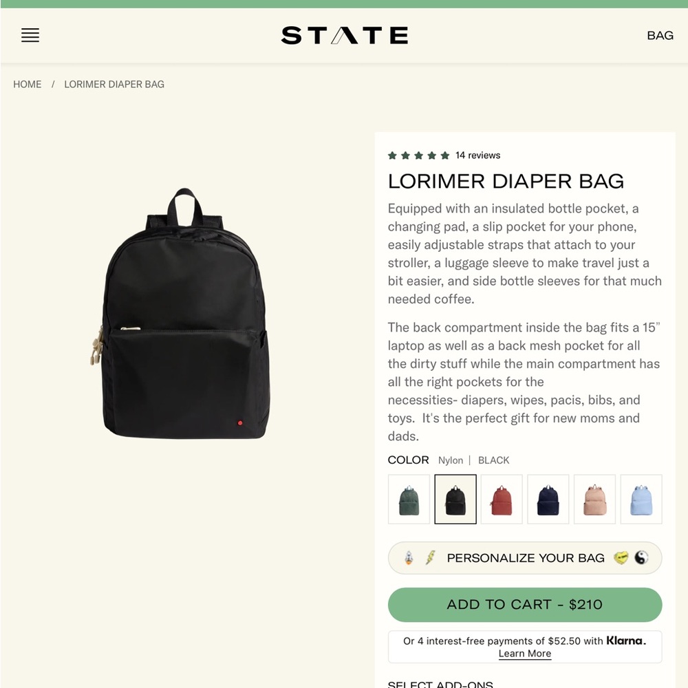 SOLD!!! STATE Lorimer Diaper Backpack SOLD!!!!